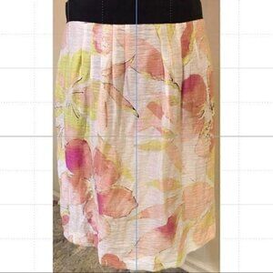 Ann Taylor Loft Floral 41% Linen Skirt Sz 4